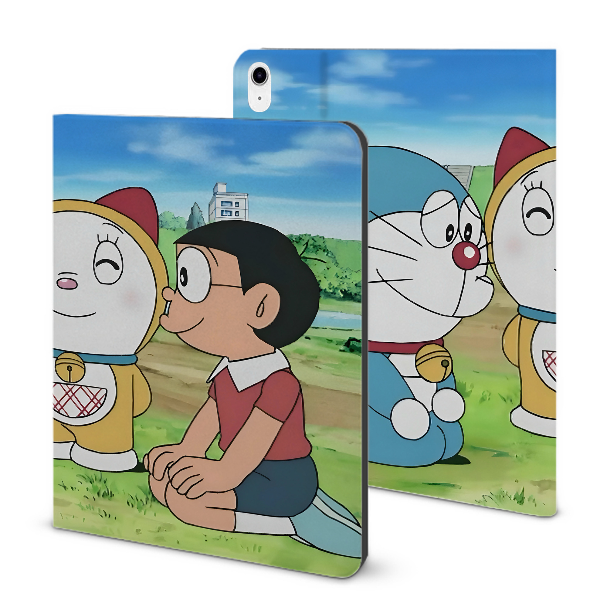 （画像用） ドラえもん Doraemon IPad ケース ブック型 PUレザー TPU 耐衝撃 軽量 薄型 ペン収納なし 全面保護 IPad 各モデル対応